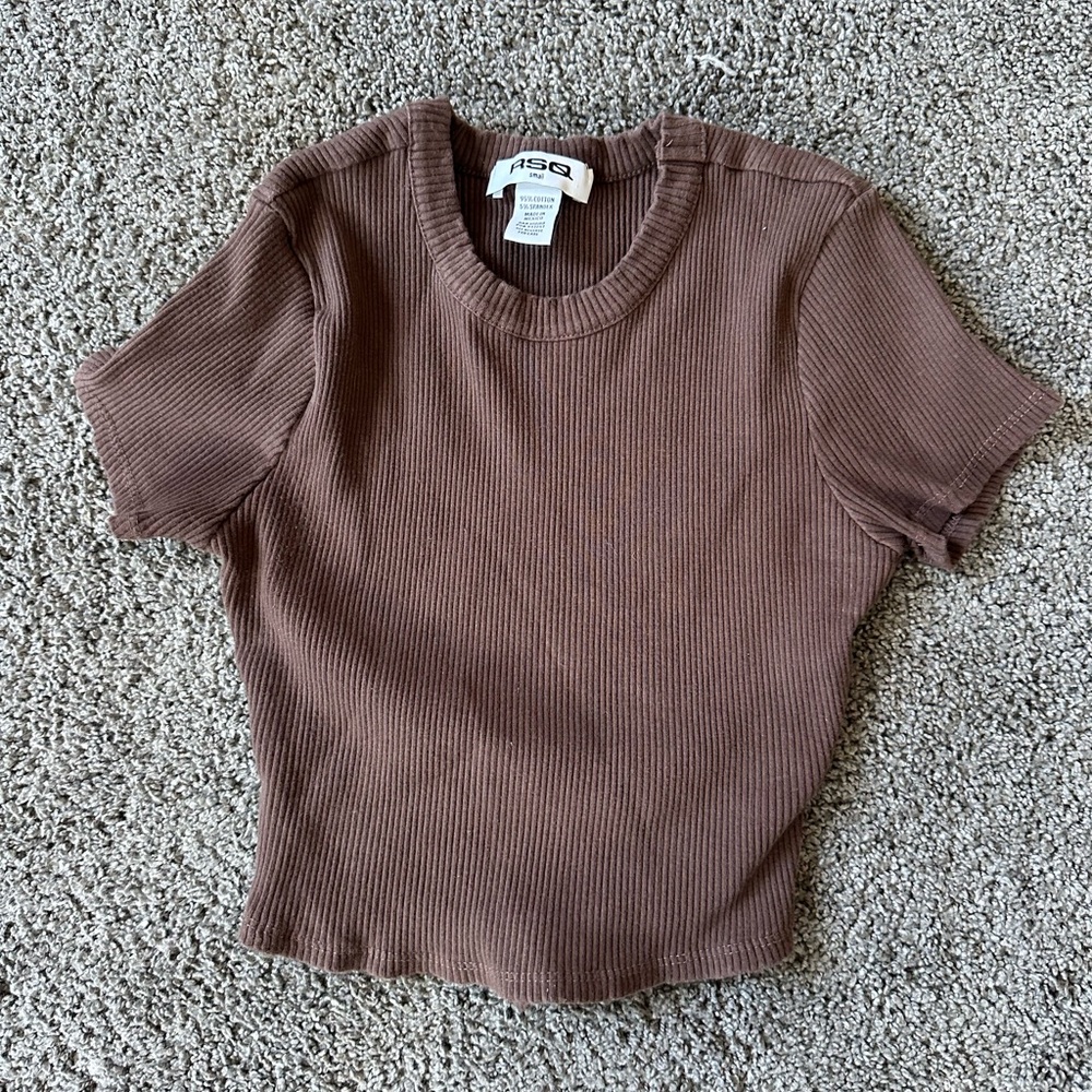ASOS Brown Ribbed Women's Top